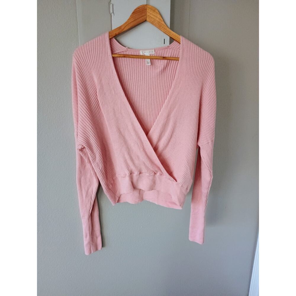 Leith Rib Wrap Sweater pink ballet Core coquette girl romantical pilates casual